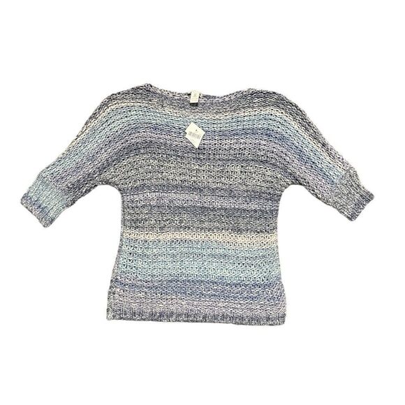 Chico’s Kimono Sleeve Sweater Open Weave in Blue & Purple Ombre Size Small NWT - Picture 1 of 10